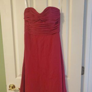 Red strapless cocktail dress